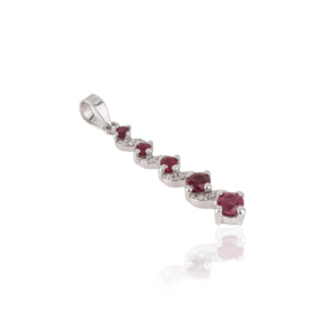 Colgante de Plata de Ley 925 Sólida con Barra Vertical, Diamantes y Rubí Curvo, Joyería Fina con Piedra de Nacimiento de Julio - Product Image 3