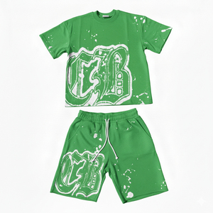 ชุดเซ็ตเสื้อยืดแขนสั้นลำลองสไตล์สตรีทแวร์สำหรับฤดูใบไม้ร่วง ไซส์ใหญ่พิเศษ ผลิตจากโพลีเอสเตอร์/ไนลอน 2:1 สำหรับผู้ชายและผู้หญิง  รับสกรีนโลโก้ตามแบบ - Product Image 5