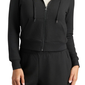 Women Winter Solid Zip Hoodie Tracksuit Set Fitted Sweatshirt Tapered Jogger <b>Trousers</b> Pocketed Casual Two Piece Lounge Outfit - Product Image 4