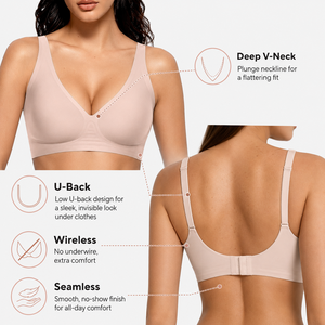 Sujetador de gel sin costuras con escote en V profundo para mujer, inalámbrico, push-up, copa 3/4, espalda en U, tirantes ajustables, tipo bralette para camiseta, venta al por mayor - Product Image 2