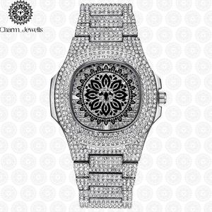 Charm Jewells Women's Luxury Stainless Steel <b>Watch</b> Round <b>Case</b> Analog Quartz Movement Diamond Encrusted Bracelet 30mm - Product Image 1