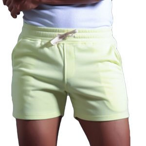 Shorts de sport unisexes pour hommes, tissés, respirants, à séchage rapide, pour la salle de sport, streetwear, 100% coton, couleur unie, fermeture à cordon, poches - Product Image 6