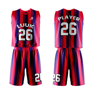 Conjunto de Pantalones Cortos y Camiseta de Baloncesto a Rayas Personalizados, Cuello en V sin Mangas, Secado Rápido, Logotipo del Equipo Personalizado Impreso, Diseño Sublimado, Uniformes - Product Image 4