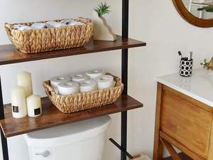 Factory Price Hand-Woven <b>Large</b> Storage <b>Baskets</b> Eco-Friendly Water Hyacinth Wicker Wooden Handles Rectangle Durable Multi-Purpose - Product Image 4