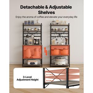 23.6-Inch <b>Kitchen</b> Bakers Rack with X-Shaped Support Bar & 12 S-Shaped Hooks Double-Layer Top <b>Kitchen</b> <b>Storage</b> Stand - Product Image 5