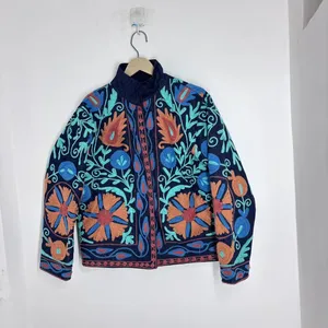 Manteau et veste de style kimono en velours Suzani faits à la main, broderie florale, respirant, vêtements d'extérieur pour l'hiver - Product Image 1
