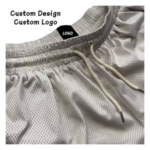 Shorts respirants en maille pour hommes, taille élastique, couleur unie, style sportif, jaune et noir, en tissu tricoté polyester - Product Image 3
