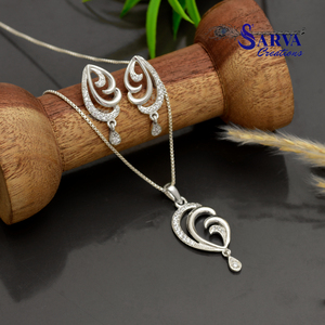 Ensemble collier et boucles d'oreilles en argent sterling 925 avec moissanite de luxe, bijoux de mariage élégants, cadeau pour femme, bijoux fins romantiques - Product Image 1