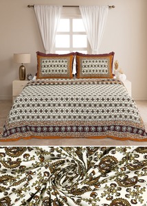 Juego de Sábanas de Lujo Manthan, Estampado a Mano con Motivos Florales Simples, Resistentes a la Decoloración, 100% Algodón, 300 Hilos, 1.8m, para Todas las Temporadas - Product Image 3