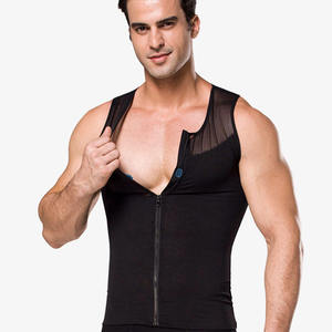 Gilet sculptant respirant en maille pour homme, taille haute élastique avec fermeture éclair, grandes tailles - Product Image 3