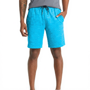 Shorts Bermuda décontractés pour hommes en tricot gris, taille mi-haute, avec cordon de serrage, poches, respirants, 100% coton, couleur unie - Product Image 6