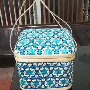 Vietnam Square Bamboo <b>Basket</b> With Handle For Storage Cake Fruit For Improving Table Presentation By 99 Gold Data - Product Image 3