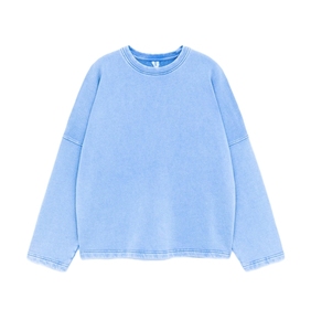 Sweat-shirt à col rond pour femme en coton 100% lavé, de haute qualité, respirant, décontracté, vêtements pour femme, logo personnalisé - Product Image 1