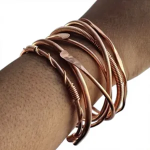 Luxury Twisted Copper Wire Sentiment Pure Copper Wrist Bangle Rose Gold Tone Smooth Design Elegant Jewelry <b>Accessory</b> - Product Image 2