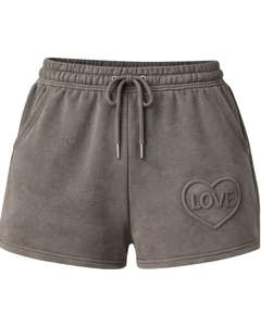 Shorts en molleton gris personnalisés pour femme, motif gaufré, taille élastique, décontractés, pour la détente, en mélange de coton doux, fabrication sur mesure, fournisseur OEM - Product Image 1