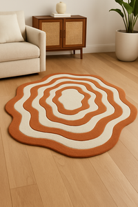 Luxury Modern Textured red and white <b>Carpet</b> soft Wool Area Rug Custom Soft Shine for Living Room Made In India - Product Image 1