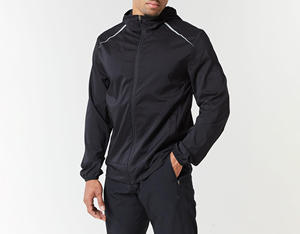 Conjunto Deportivo de 2 Piezas con Capucha, Cortavientos, Informal, Sólido, con Forro de Malla, Resistente al Viento y que Absorbe el Sudor, para Maratón y Cross - Product Image 4