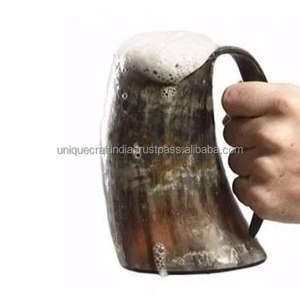 Taza de cuerno medieval Cuerno natural Cuerno de búfalo Tazas Hogar y restaurante Uso de fiesta De la artesanía de la India - Product Image 6