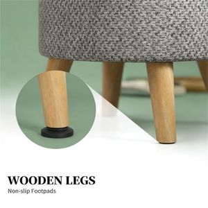 <b>Light</b> Gray Round Footstool with Storage <b>Space</b> Ottomans & Stools Product - Product Image 2