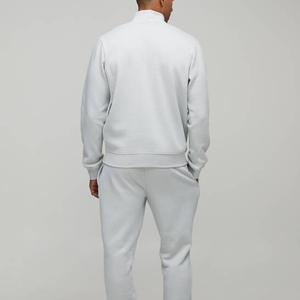 <b>Men's</b> Light <b>Grey</b> Quarter Zip <b>Sweatshirt</b> Regular Fit Stand Collar Solid Pullover <b>Sweatshirt</b> OEM And ODM Manufacturer - Product Image 4