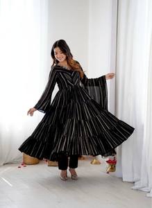 Anarkali <b>Kurta</b> Set with Dupatta | Pleated Flared Ethnic Wear Suit for <b>Women</b> | Festive Party & Wedding Outfit - Product Image 2