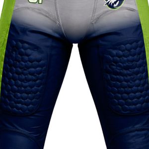 Light Gray & Lime Green American Football <b>Compression</b> Shorts with Navy Padded Protection, Adult Training & Game Performance Gear - Product Image 6