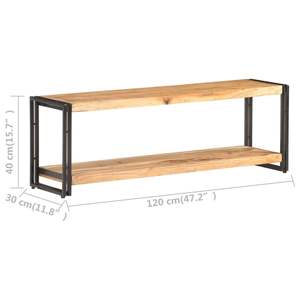 Mueble para TV de Madera de Acacia Negra Sólida y Hierro, Soporte para TV de Madera Natural - Product Image 6