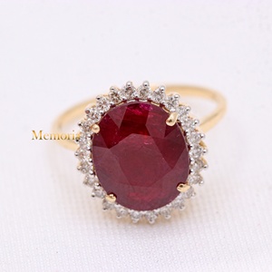 แหวนทองคำแท้ 14k ประดับทับทิมและเพชรคุณภาพสูงจาก Memoria Jewels พร้อมใบรับรอง งานแฮนด์เมด - Product Image 1