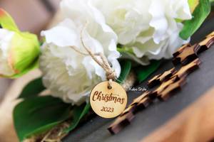 Wooden Christmas <b>Ornament</b> Engraved Circular Rustic Holiday Decor for Home <b>Wall</b> Mount - Product Image 6