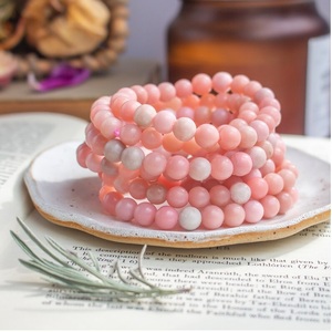 Pulsera de Ópalo Rosa Natural, Pulsera de Ópalo Rosa Peruano con Cuentas para Sanación, Joyería Energética Reiki, Venta al por Mayor, 8mm - Product Image 5