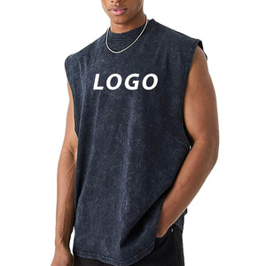 Camisetas sin mangas de algodón 100% tejido de secado rápido para hombre, estilo oversize, para gimnasio, entrenamiento y fitness. - Product Image 2