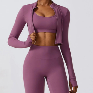 Women Sportswear Fitness Apparel <b>Workout</b> Zip up Crop Top Hooded Active <b>Jackets</b> Sports Wear <b>Jackets</b> for Outdoor - Product Image 6