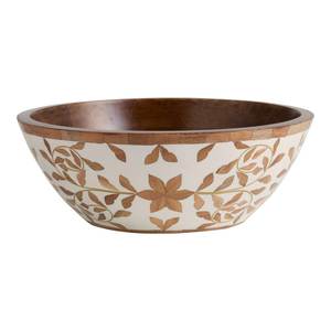 Bol en bois fait main avec intérieur rayé bleu pour servir les aliments, style Japandi, vaisselle décorative de cuisine - Product Image 4