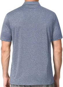 Polo à manches courtes pour homme, couleur unie, tissage Oxford, respirant, style décontracté, coupe classique, bleu, polos pour homme - Product Image 6