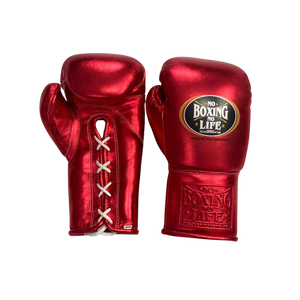 Guantes de Boxeo 'No Boxing No Life' con Cierre de Cordones, para Muay Thai y Artes Marciales, Personalizados, 100% Cuero Genuino, Profesionales y Ligeros - Product Image 1