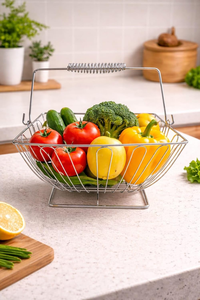 Panier en fil d'acier inoxydable avec poignée, panier de rangement pour fruits et légumes, essentiels de cuisine, rangement pour restaurant, service alimentaire - Product Image 4