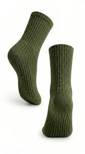 Olive Green Ankle Thermal <b>Socks</b>-<b>Thick</b> Ribbed Anti-Slip Stretchy Spandex/Polyester/Cotton <b>Winter</b> Outdoor Workwear Customizable - Product Image 3
