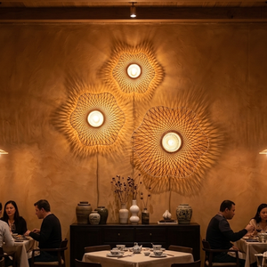 Custom Handcrafted Woven <b>Wall</b> Sconce Natural Bamboo Rattan <b>Wall</b> Lamp Decorative <b>Light</b> for Indoor Dining Room - Product Image 5