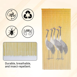 Eco Friendly Bamboo Beaded Curtain Handmade Custom Decorative Screen Room Divider Home Decor - Product Image 3