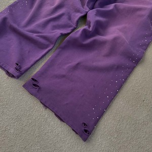 Custom Sun Faded Vintage Washed 100% Cotton Terry Distressed Straight Leg Baggy Side Rhinestone Sweatpants Men with <b>String</b> - Product Image 6