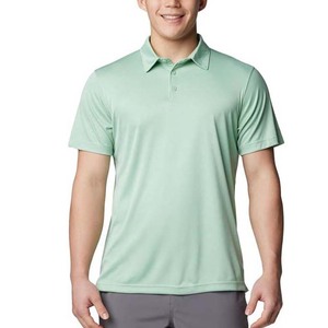 Men's Solid Light Green Short Sleeve Polo <b>Shirt</b> Quick Dry Knitted <b>Polyester</b> Casual Wear - Product Image 1