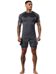 OEM custom <b>compression</b> <b>shirts</b> <b>men</b> performance fit polyester quick dry breathable fabric for gym running and active training - Product Image 3