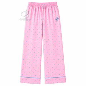 Jack And Jill Of America Women's Pink Heart Print Pajama Set Button Front Long Sleeve Notched Collar Contrast Piping <b>PJs</b> - Product Image 4