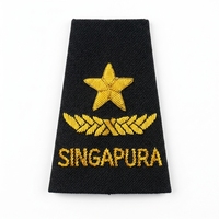 Epaulet Gaya Vintage Sepasang Desain Bintang Emas dan Cabang, Papan Bahu Seragam Hitam dengan Peniti Pengaman, Epaulet Kustom