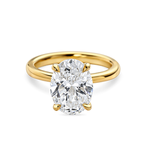 Elegante Anillo de Compromiso Solitario Ovalado con Diamante Cultivado en Laboratorio de 1+ Quilates en Engaste Catedral |   Oro Amarillo, Blanco y Rosa de 18K - Product Image 4