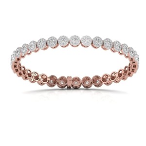 8K White Gold Cluster Diamond Tennis <b>Bracelet</b> | Round Brilliant Halo Eternity <b>Bracelet</b> for Women | Bridal Wedding Anniversary - Product Image 2