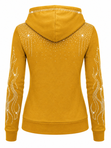 Sudadera con Capucha Brillante con Pedrería para Mujer, Sudadera con Capucha a la Moda con Bolsillo Delantero, Sudaderas con Capucha con Pedrería para Mujer al por Mayor - Product Image 5
