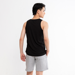 <b>Men's</b> <b>Black</b> Knitted O-Neck Solid Color Casual <b>Tank</b> <b>Top</b> Breathable Cotton Sleeveless <b>Top</b> - Product Image 3