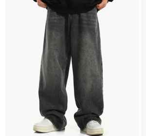 Men High Waist Stonewashed Wide Leg Denim <b>Jeans</b> Cotton Casual Pants Anti Shrink Flat Front <b>Button</b> <b>Fly</b> Autumn Style - Product Image 5