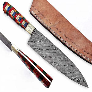 Couteau de chef haut de gamme en acier Damas forgé à la main, manche en bois pleine longueur, couteau de cuisine personnalisé, vente en gros OEM - Product Image 1
